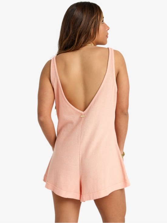 Billabong Never Better Beach Onesie Coverup Romper Sheer Peach Pink - Picture 5 of 12